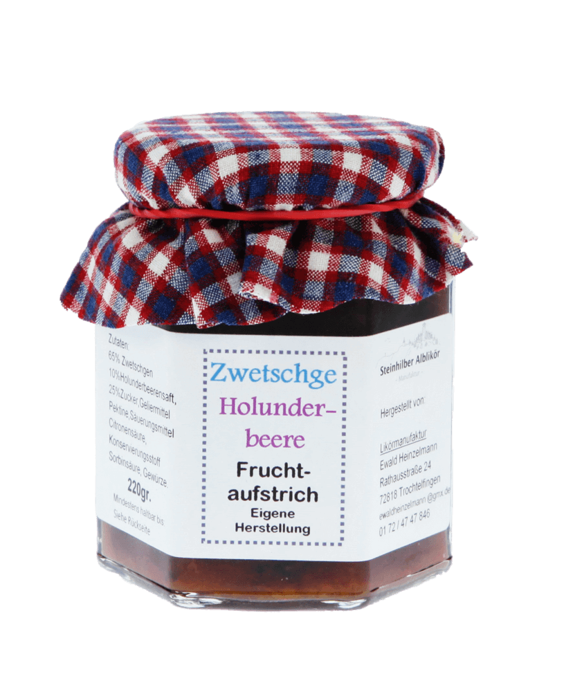 Zwetschgen-Holunderbeeren Fruchtaufstrich 220 Gramm Zwetschgen-Holunderbeeren Fruchtaufstrich 220 Gramm